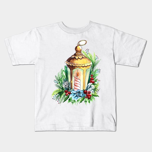 Lantern Christmas Light Kids T-Shirt by Mako Design 